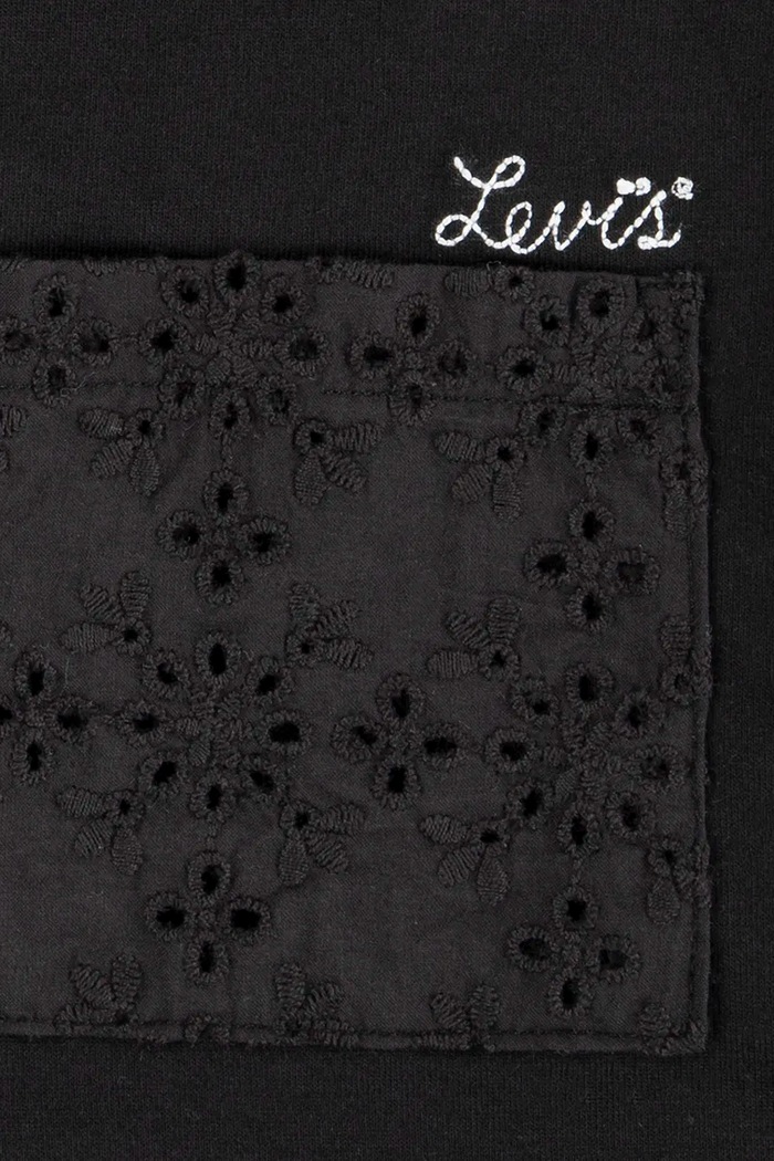 Dziewczynka Levi's t-shirt dziecięcy ROLL CUFF MEET AND GREET T 4EM166 czarny