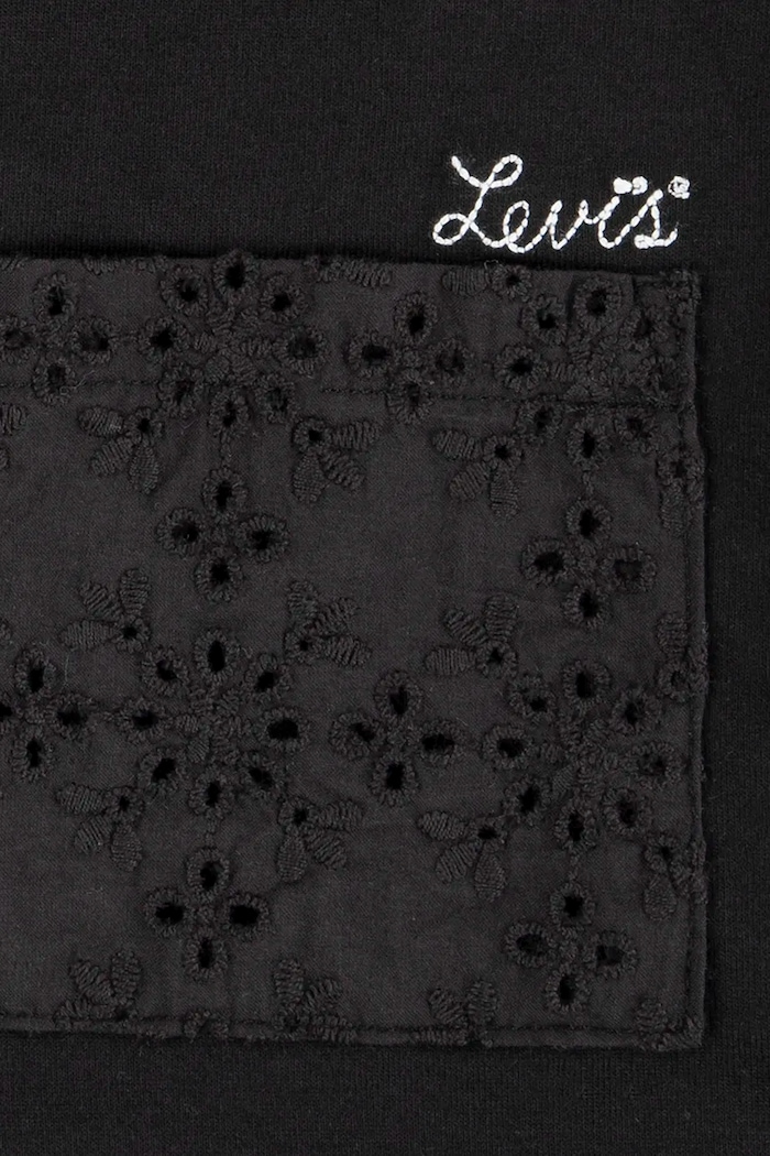 Dziewczynka Levi's t-shirt dziecięcy ROLL CUFF MEET AND GREET T 4EM166 czarny