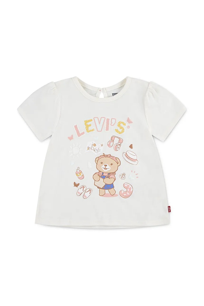 Majica kratkih rukava za bebe Levi's LIV SS SMOCKED SLV TEE okrugli bež 1EM401