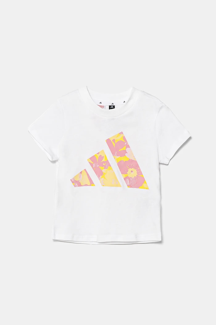 adidas t-shirt bawełniany dziecięcy JI6220 biały SS25