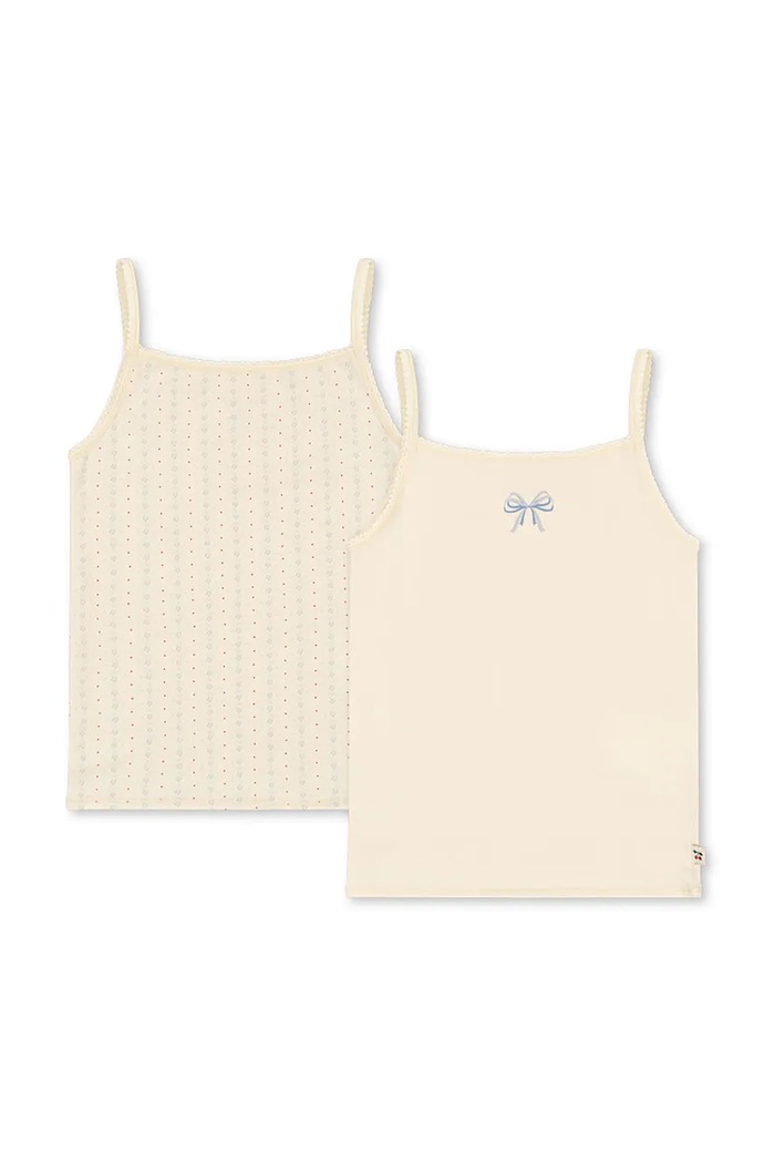 Konges Sløjd top copii BASIC 2 PACK STRAP TOP GOTS 2-pack cu modele bej KS102256