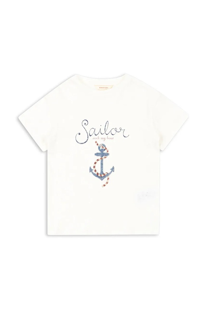 Konges Sløjd t-shirt z domieszką lnu dziecięcy ERA TEE OCS KS103194 biały SS25