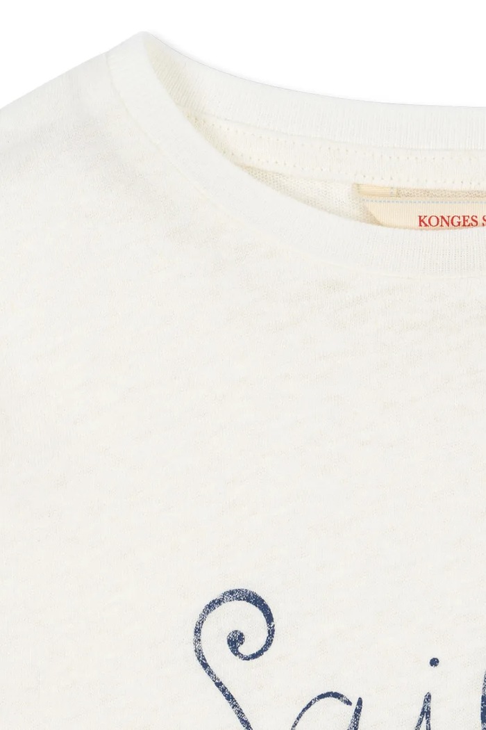 Konges Sløjd t-shirt z domieszką lnu dziecięcy ERA TEE OCS biały KS103194