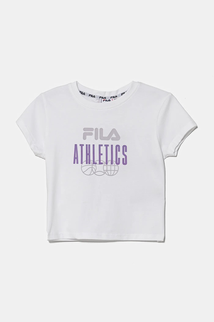 Dječja pamučna majica kratkih rukava Fila ISNY print bijela FAT0635