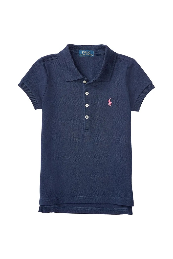 Dětská bavlněná polokošile Polo Ralph Lauren s límečkem námořnická modř 312573242008