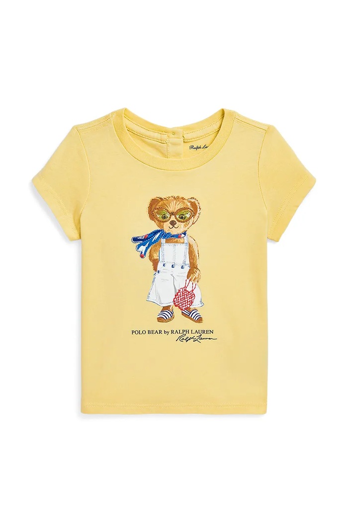 Polo Ralph Lauren T-shirt bawełniany niemowlęcy żółty 310965226001