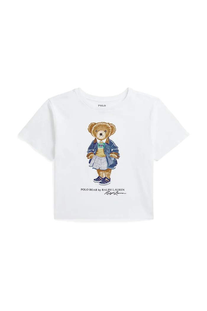 Dětské bavlněné tričko Polo Ralph Lauren kulatý bílá 313965155001