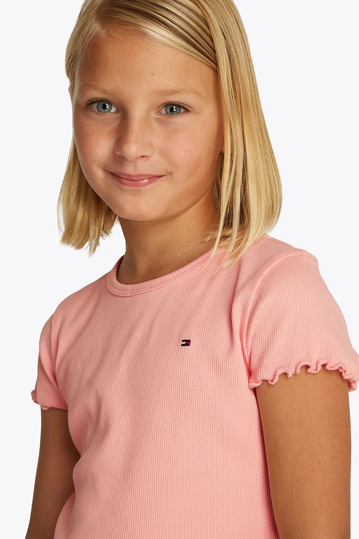 Dječja majica kratkih rukava Tommy Hilfiger KG0KG08590.PPYA roza