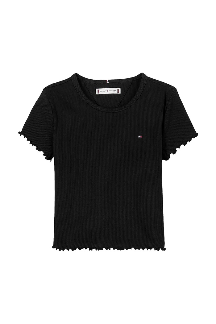 Παιδικό μπλουζάκι Tommy Hilfiger KG0KG08590.PPYA μαύρο SS25