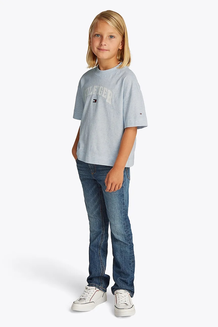 Dětské bavlněné tričko Tommy Hilfiger kulatý modrá KG0KG08549.PPYA