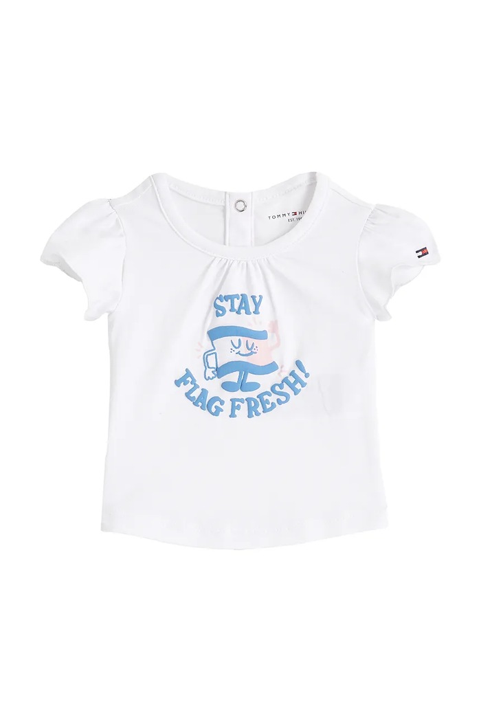 Бебешка тениска Tommy Hilfiger еластичен бял KN0KN02025.PPYA