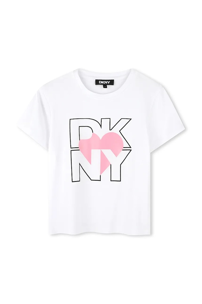 Dkny t-shirt dziecięcy z elastanem różowy D62305.114.150