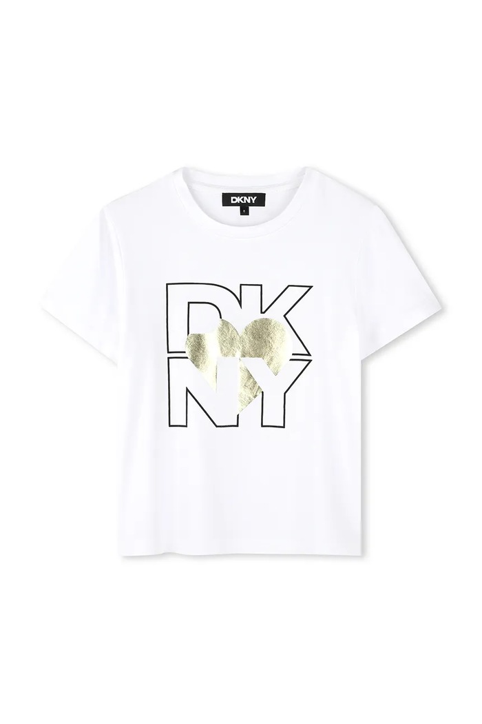 Dkny t-shirt dziecięcy z elastanem złoty D62305.114.150