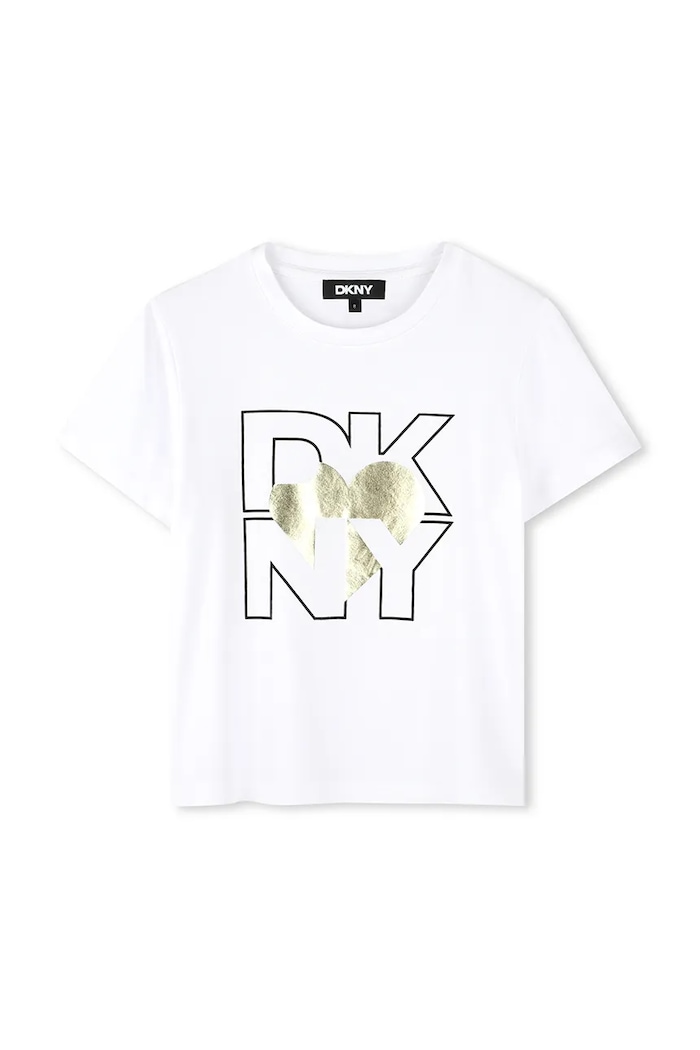 Dkny t-shirt dziecięcy z elastanem złoty D62305.114.150