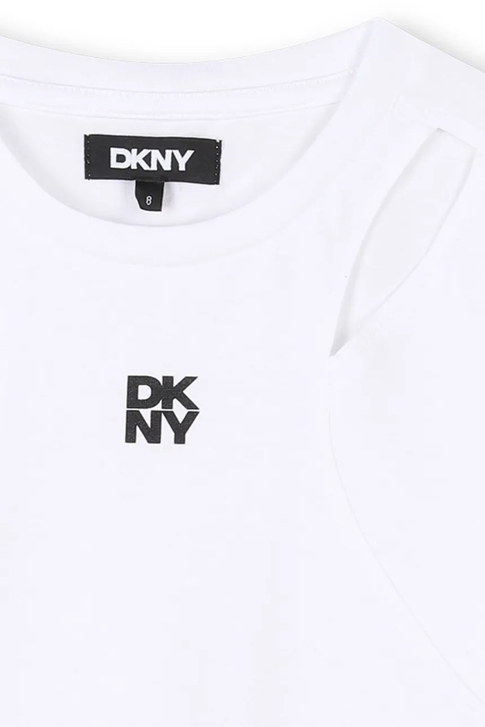 Dječja pamučna majica kratkih rukava Dkny bijela D62316.114.150