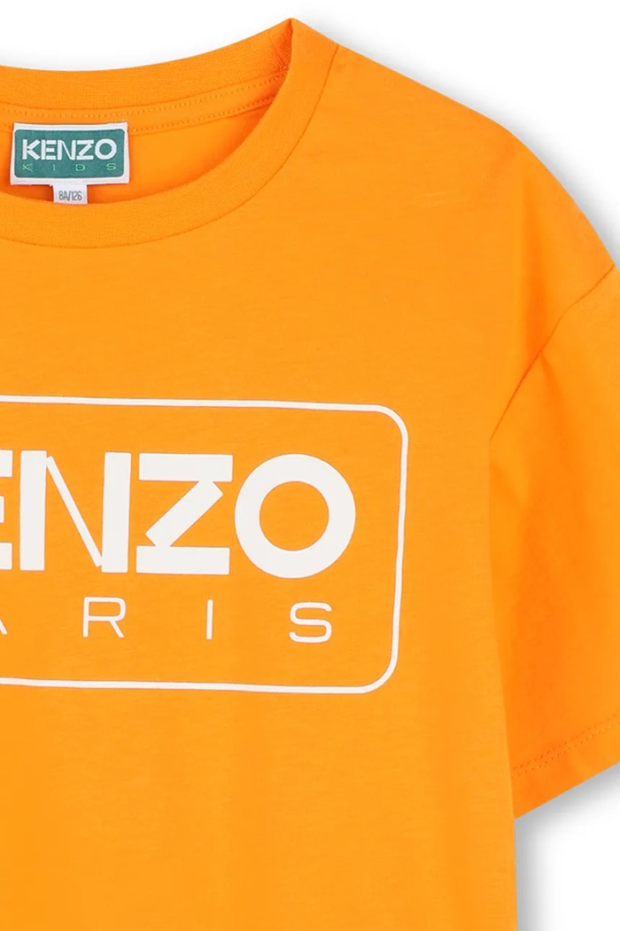 Дівчинка Дитяча бавовняна футболка Kenzo Kids K61064.156 помаранчевий