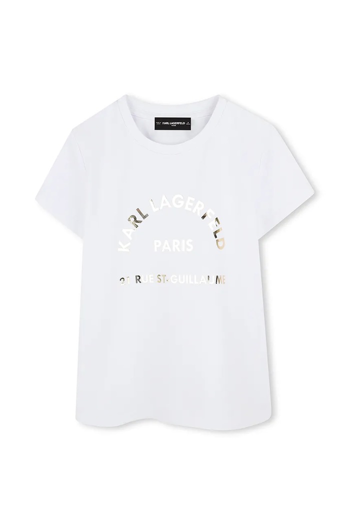 Dječja majica kratkih rukava Karl Lagerfeld print bijela Z30447.86.108