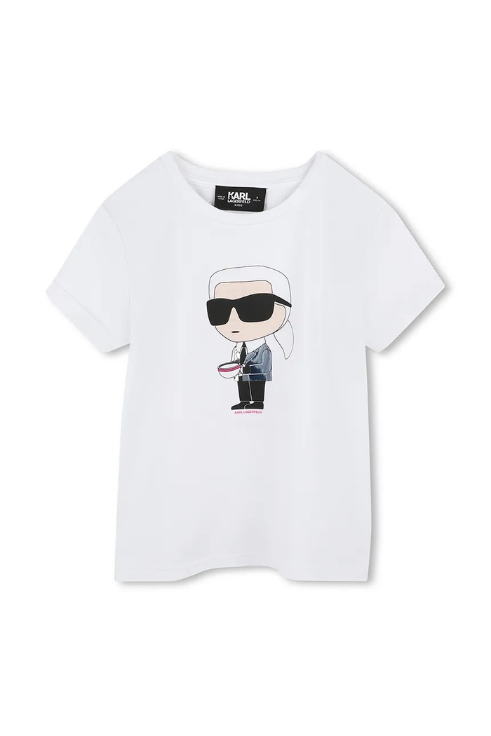 Karl Lagerfeld t-shirt bawełniany dziecięcy okrągły biały Z30491.114.150
