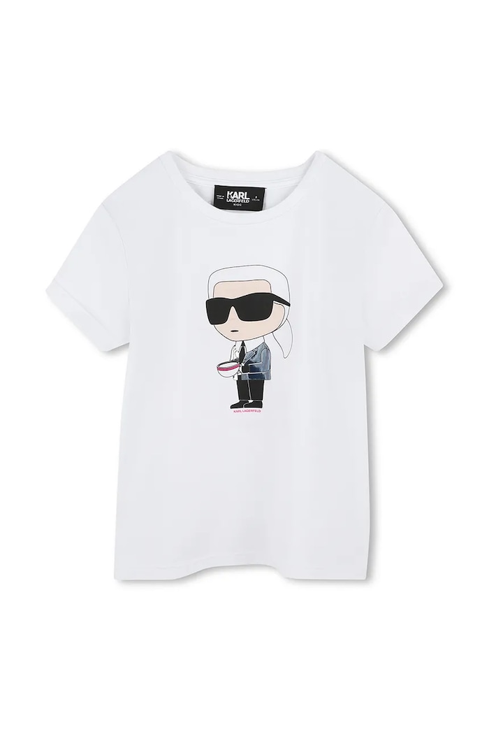 Karl Lagerfeld t-shirt bawełniany dziecięcy okrągły biały Z30491.114.150