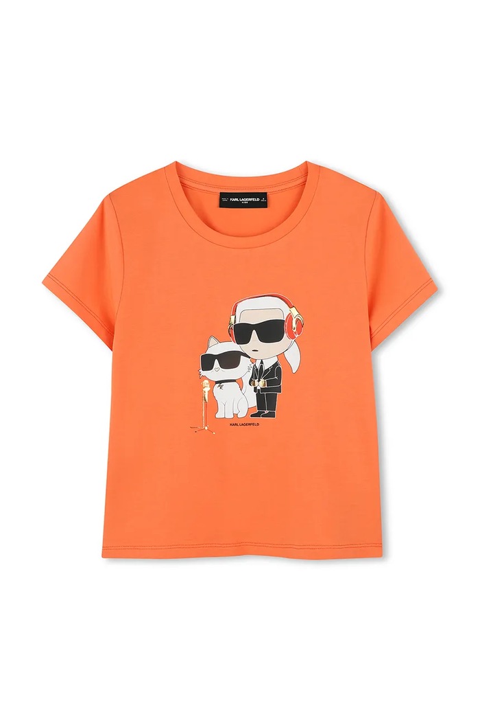 Dječja pamučna majica kratkih rukava Karl Lagerfeld print narančasta Z30492.86.108