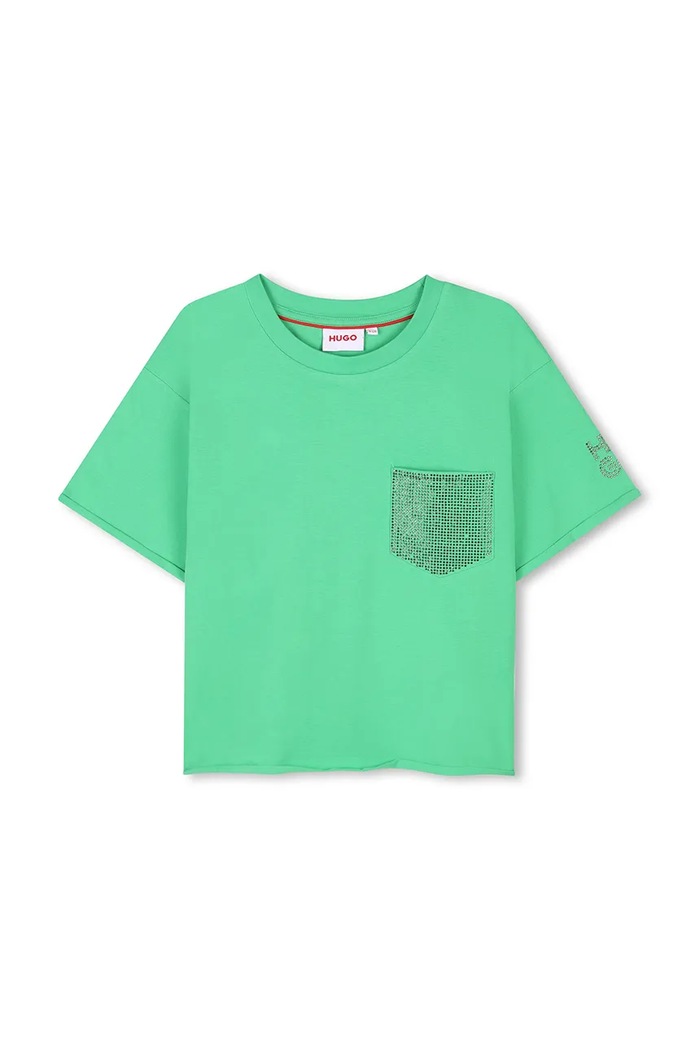 HUGO tricou de bumbac pentru copii G00393.102.108 verde SS25