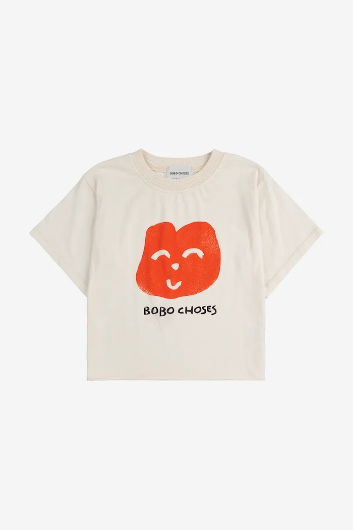 Bobo Choses t-shirt bawełniany dziecięcy Joyful Face 125AC017 biały SS25
