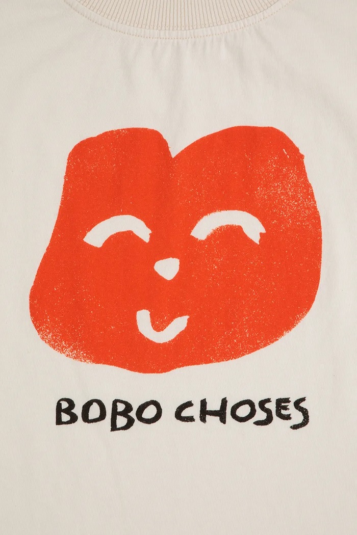 Dziewczynka Bobo Choses t-shirt bawełniany dziecięcy Joyful Face 125AC017 biały