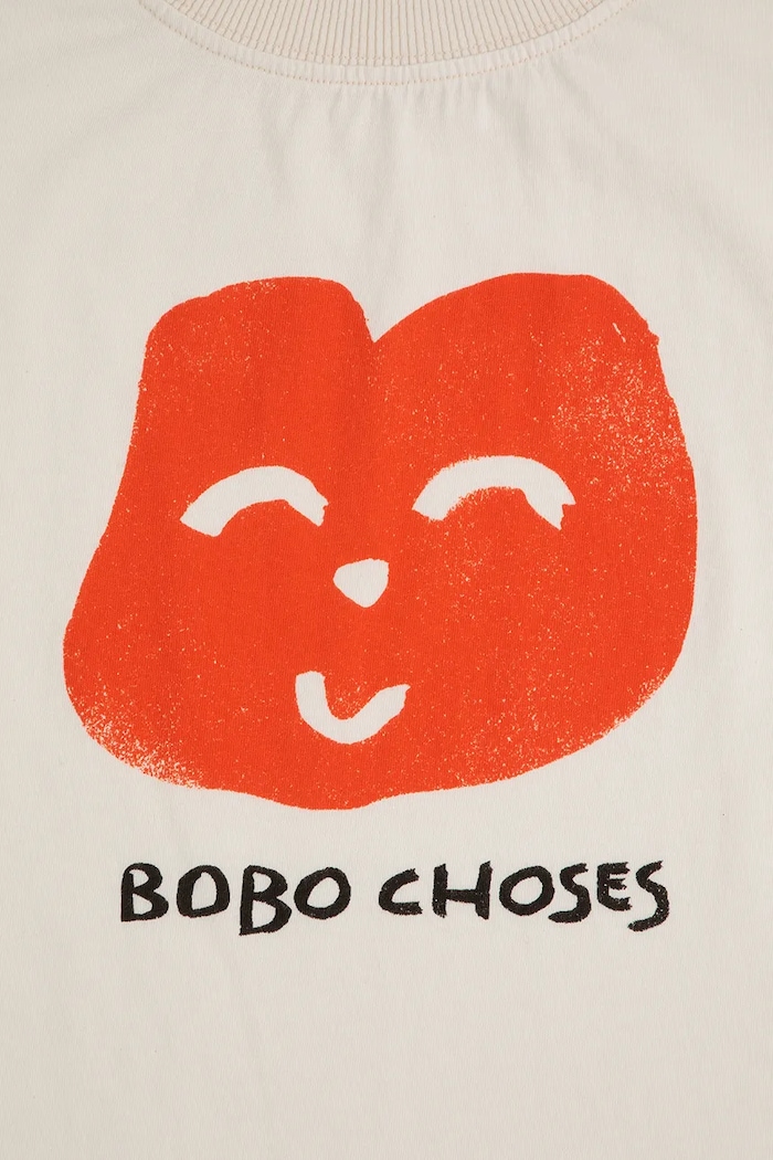 Dziewczynka Bobo Choses t-shirt bawełniany dziecięcy Joyful Face 125AC017 biały