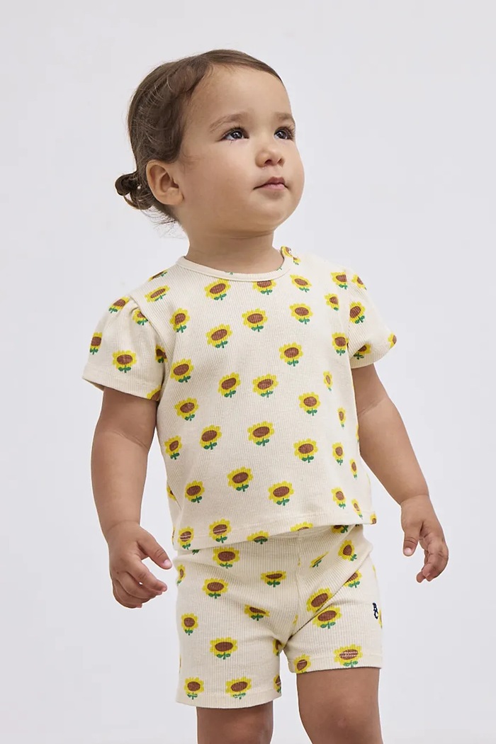 Παιδικό μπλουζάκι Bobo Choses Sunflower εμπριμέ μπεζ 125AB109