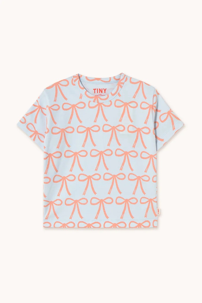 Tinycottons Tricou de bumbac pentru copii BOWS TEE pastel blue albastru SS25.026