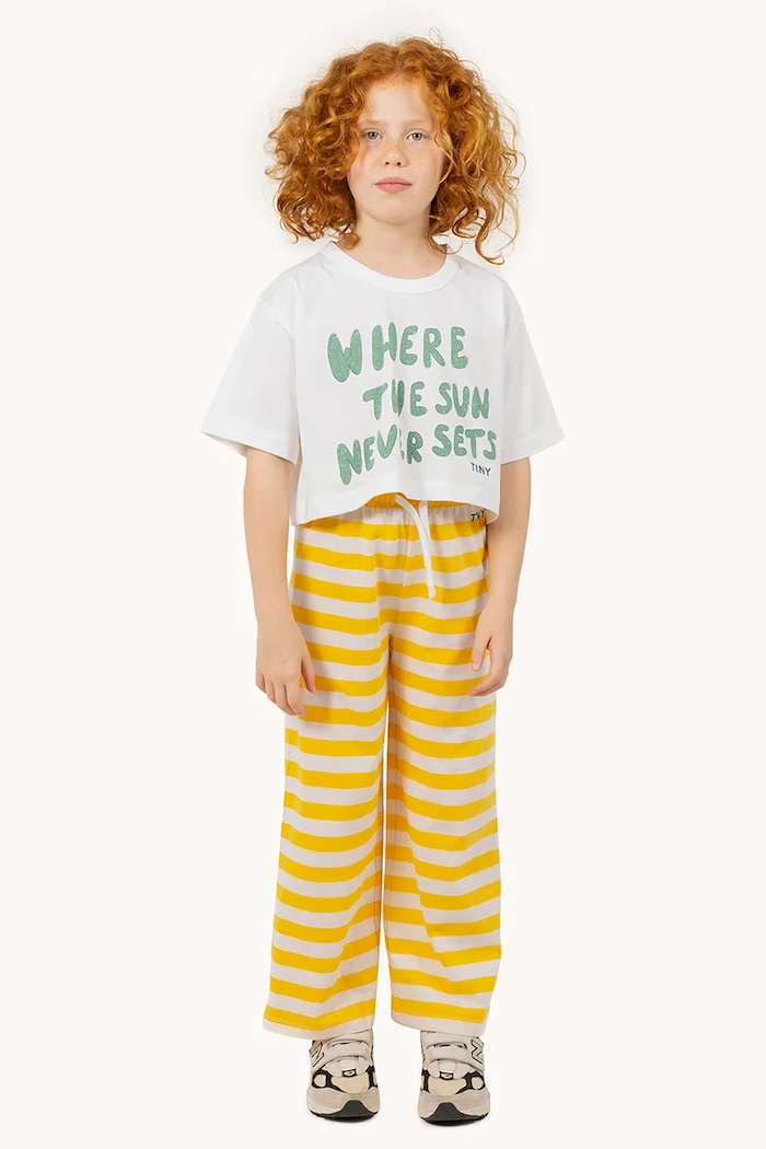 Tinycottons T-shirt bawełniany dziecięcy THE SUN GRAPHIC CROP TEE SS25.092