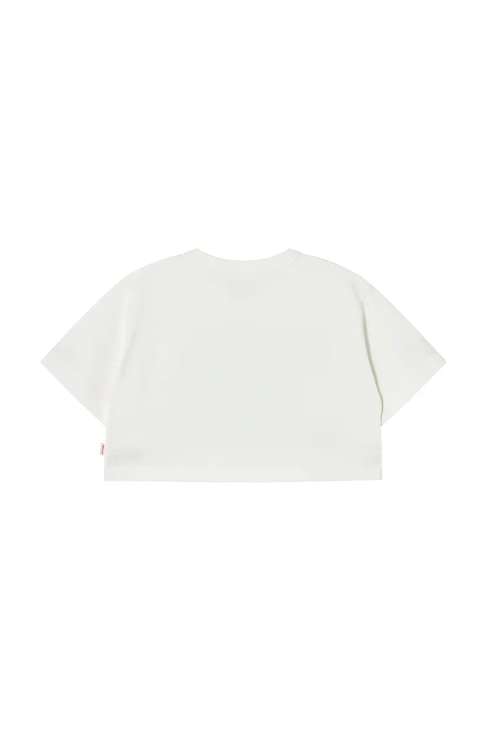 Dziewczynka Tinycottons T-shirt bawełniany dziecięcy THE SUN GRAPHIC CROP TEE SS25.092 beżowy