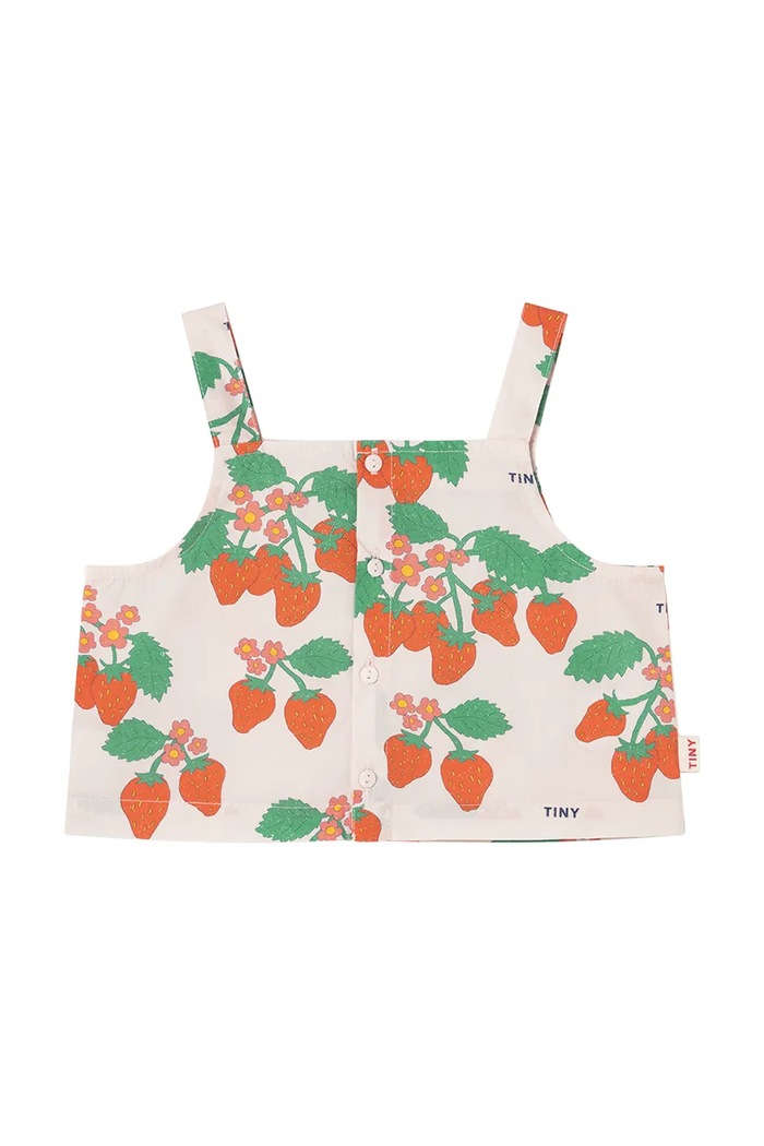 Детски памучен топ Tinycottons STRAWBERRIES WOVEN CROP TOP SS25.164 розов SS25