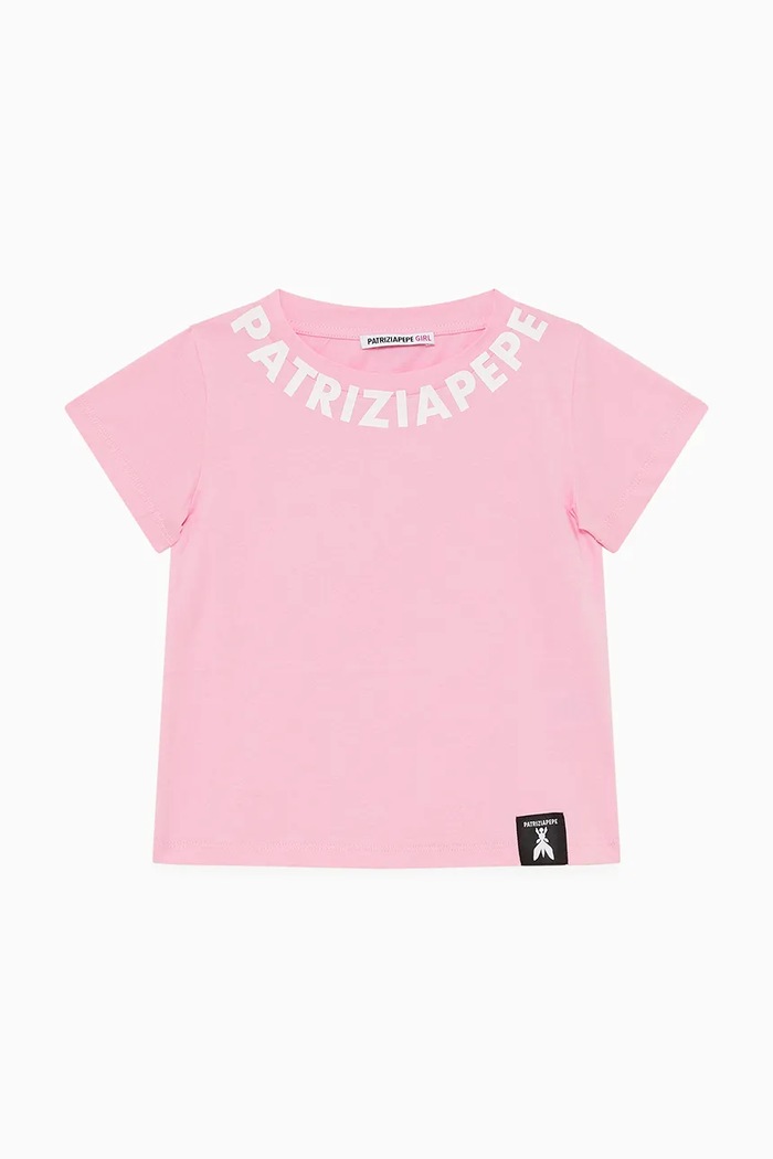Patrizia Pepe T-shirt bawełniany dziecięcy K103 różowy 7M0904