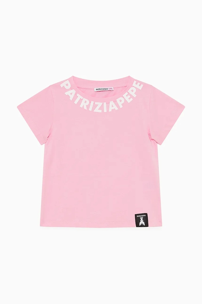 Patrizia Pepe T-shirt bawełniany dziecięcy K103 różowy 7M0904