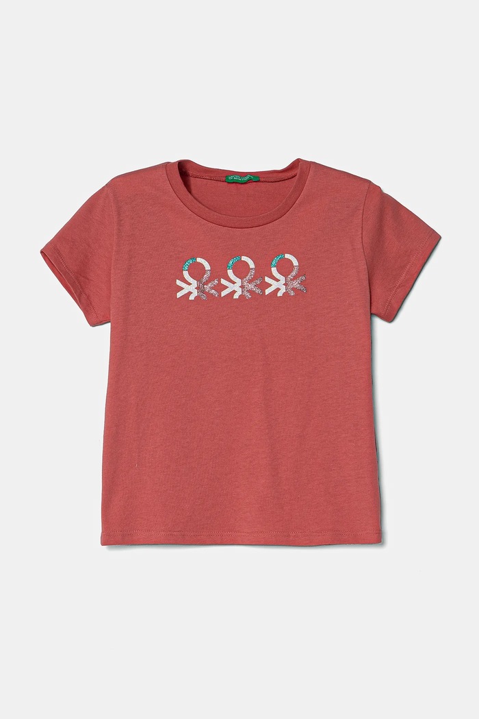 United Colors of Benetton t-shirt bawełniany dziecięcy nadruk różowy 3I1XC10MZ.G.Seasonal