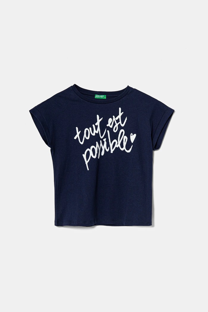 United Colors of Benetton T-shirt bawełniany dziecięcy granatowy 3I1XC10NZ.G.Seasonal