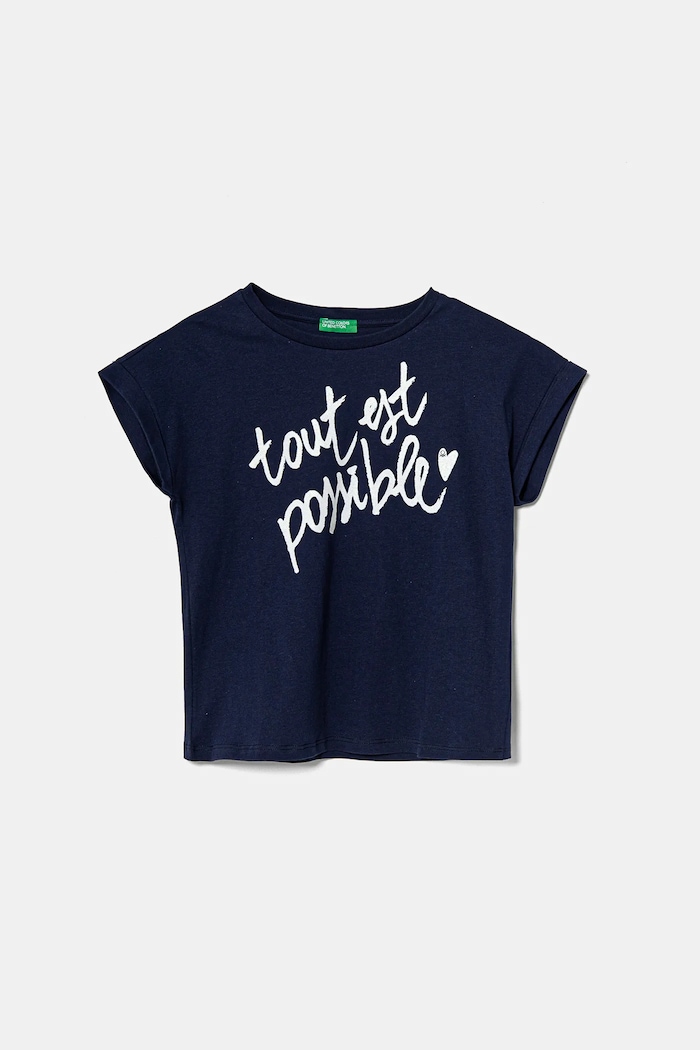 United Colors of Benetton T-shirt bawełniany dziecięcy granatowy 3I1XC10NZ.G.Seasonal