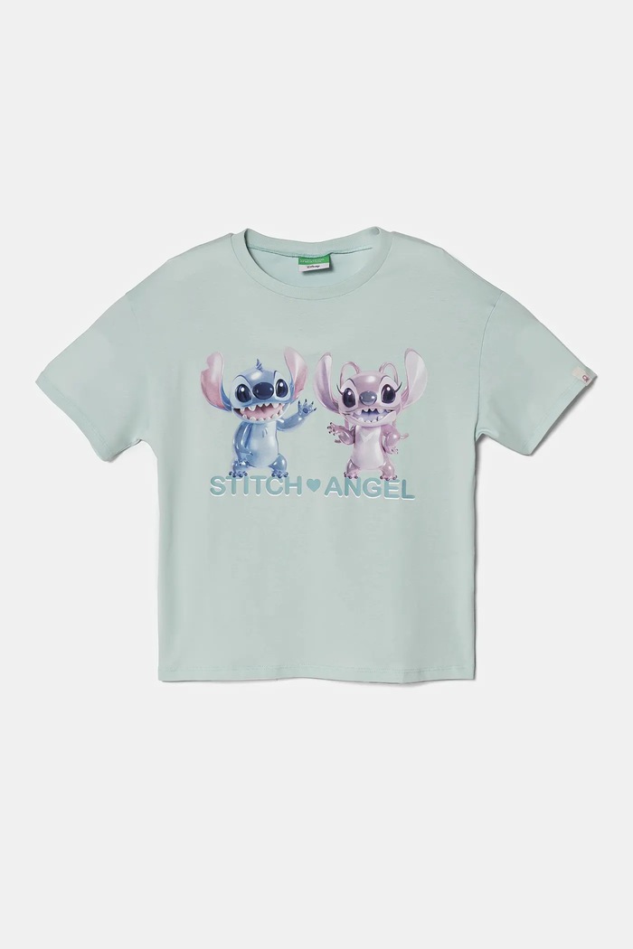Dětské bavlněné tričko United Colors of Benetton kulatý tyrkysová 35RYC10MV.G.Seasonal