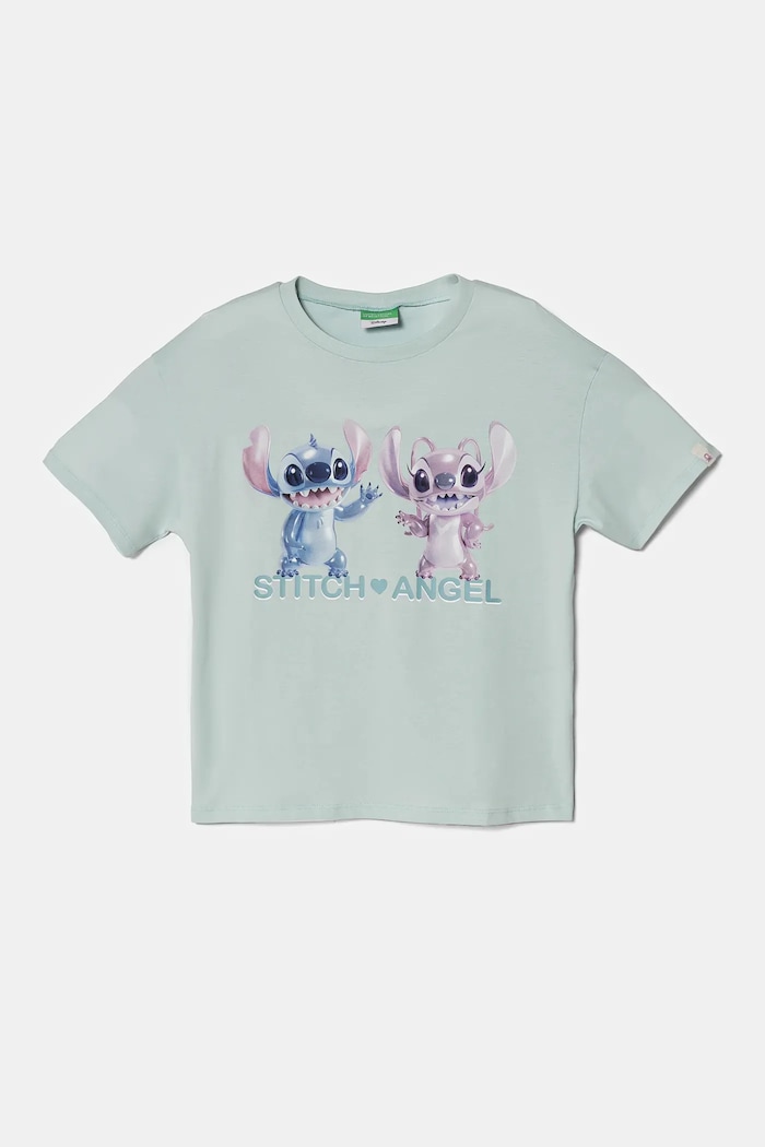 Dětské bavlněné tričko United Colors of Benetton kulatý tyrkysová 35RYC10MV.G.Seasonal