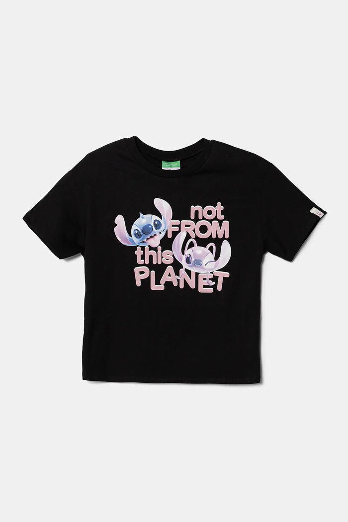 United Colors of Benetton t-shirt bawełniany dziecięcy nadruk czarny 35RYC10MV.G.Seasonal