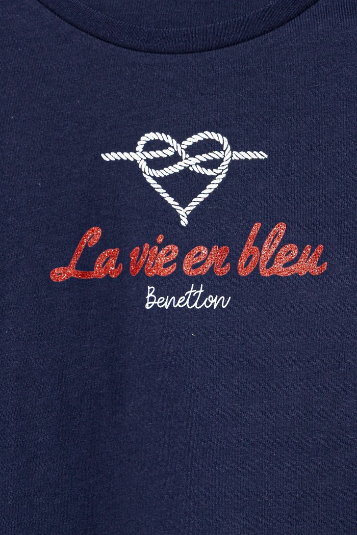 Fete United Colors of Benetton tricou de bumbac pentru copii 3I1XG10J2.P.Seasonal bleumarin