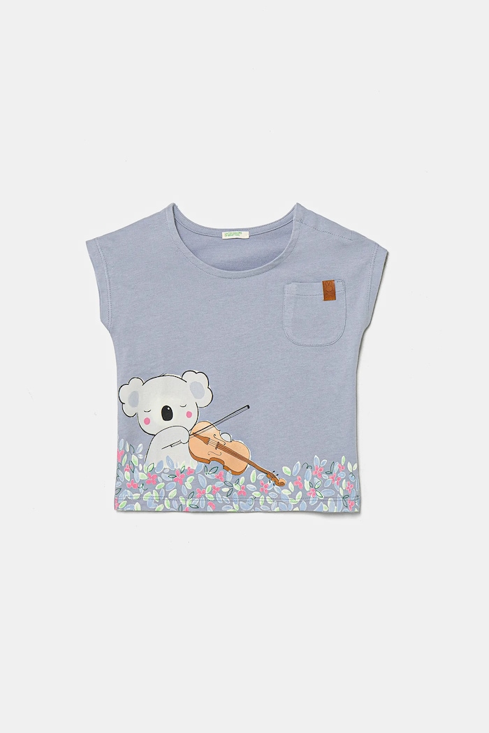Pamučna majica kratkih rukava za bebe United Colors of Benetton print plava 3I1XA105X.W.Seasonal