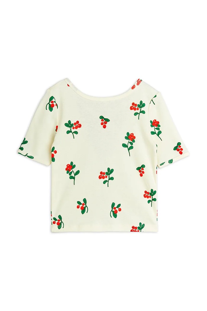 Mini Rodini tricou de bumbac pentru copii Lingonberries 2522011311 bej SS25
