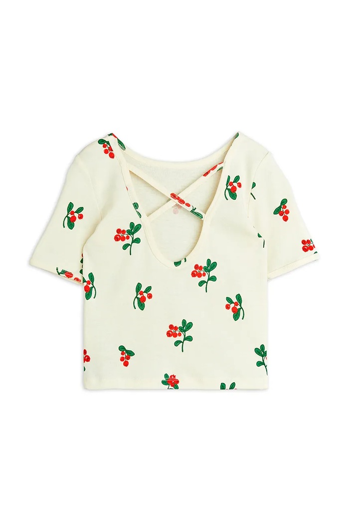 Fete Mini Rodini tricou de bumbac pentru copii Lingonberries 2522011311 bej