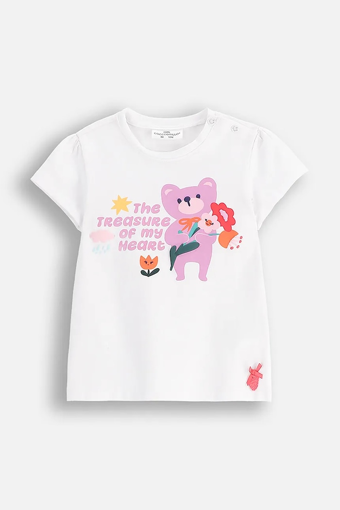 Dječja majica kratkih rukava Coccodrillo print bijela WC5143201MGN