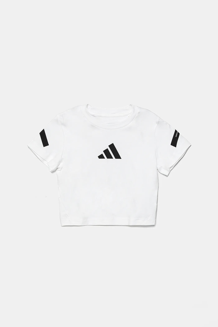 Dječja pamučna majica kratkih rukava adidas print bijela JD1317