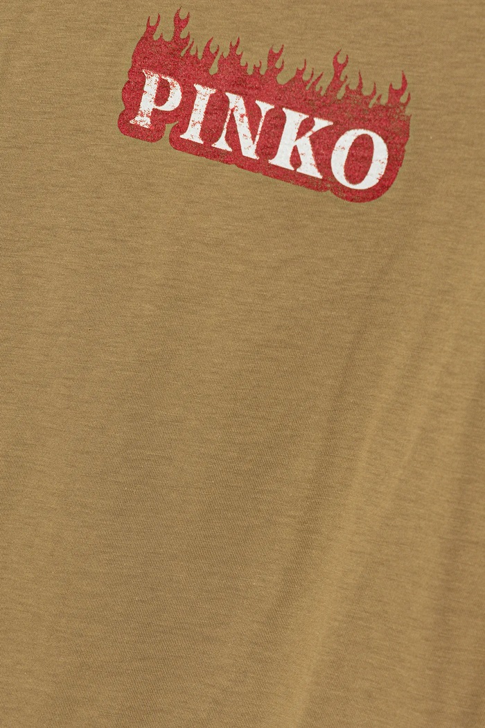 Παιδικό βαμβακερό μπλουζάκι Pinko μπεζ KFTS014.C.JF025