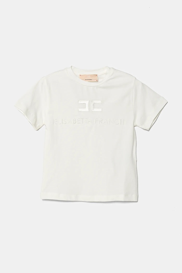 Detské tričko Elisabetta Franchi s elastanom biela EFTS231.0.JE006.98.128