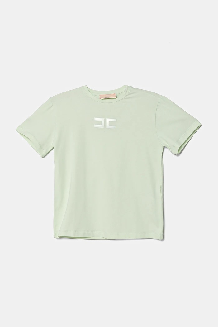 Dětské tričko Elisabetta Franchi s elastanem zelená EFTS237.0.JE006